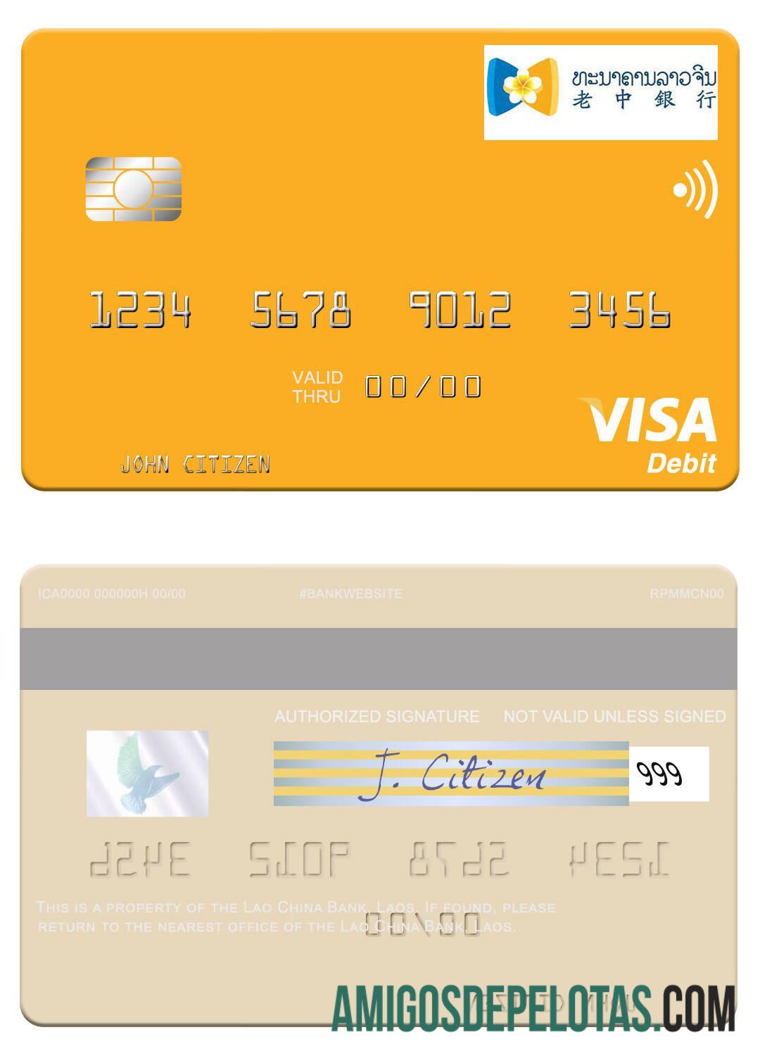 Laos Lao China Bank Visa Debit Card real example